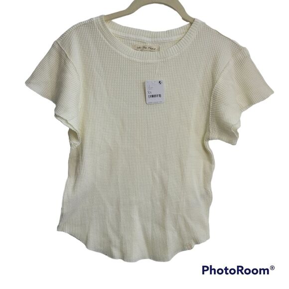 FREE PEOPLE What's Up Baby Cotton‎ Waffle T-Shirt SIZE XSMALL - Picture 2 of 11